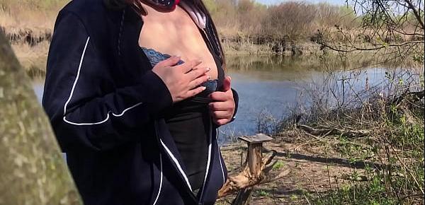  Left the car to the river to play with tits and pussy
